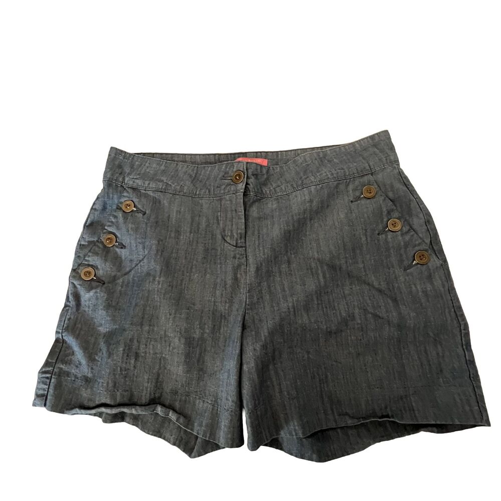 Isaac Mizrari Womens Light Weight Denim Shorts 4" Inseam Slash Pockets Size 10